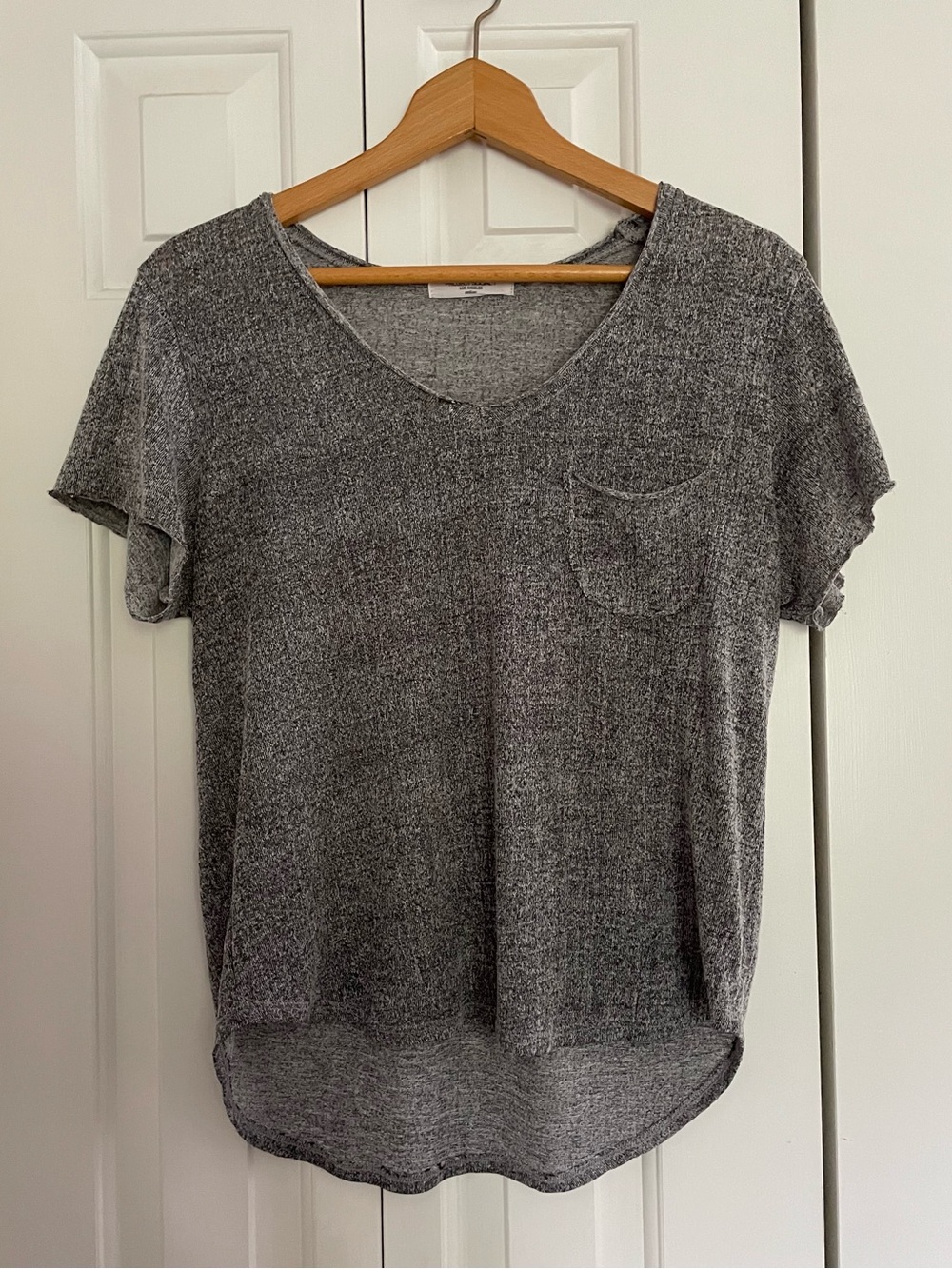 Project Social T Women's Gray V-Neck Pocket Tee